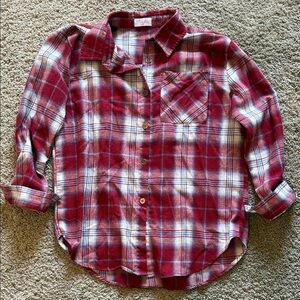 Pink Lily Plaid Button Down Shirt